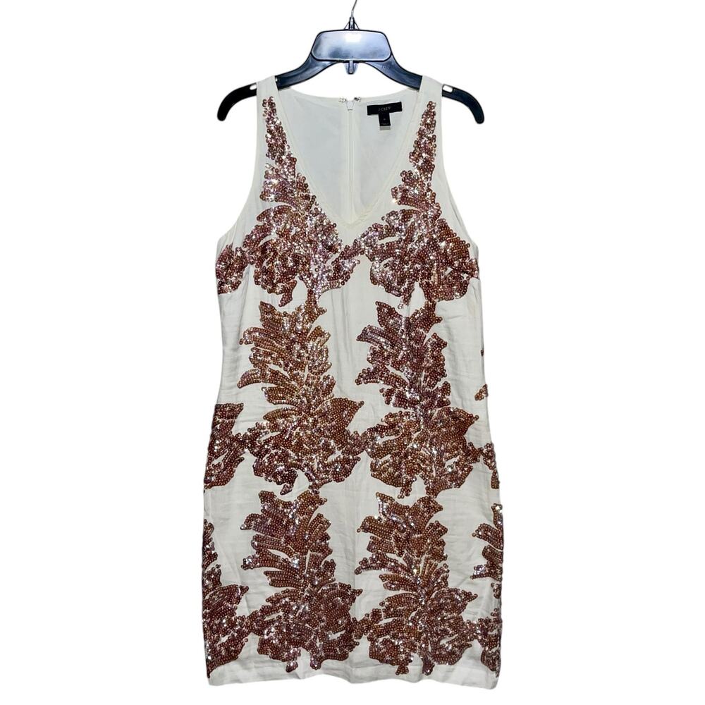 J. Crew Linen Blend Sequin Shift Dress - Picture 2 of 8